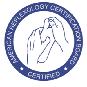 Certified member of American reflexology certification board logo.